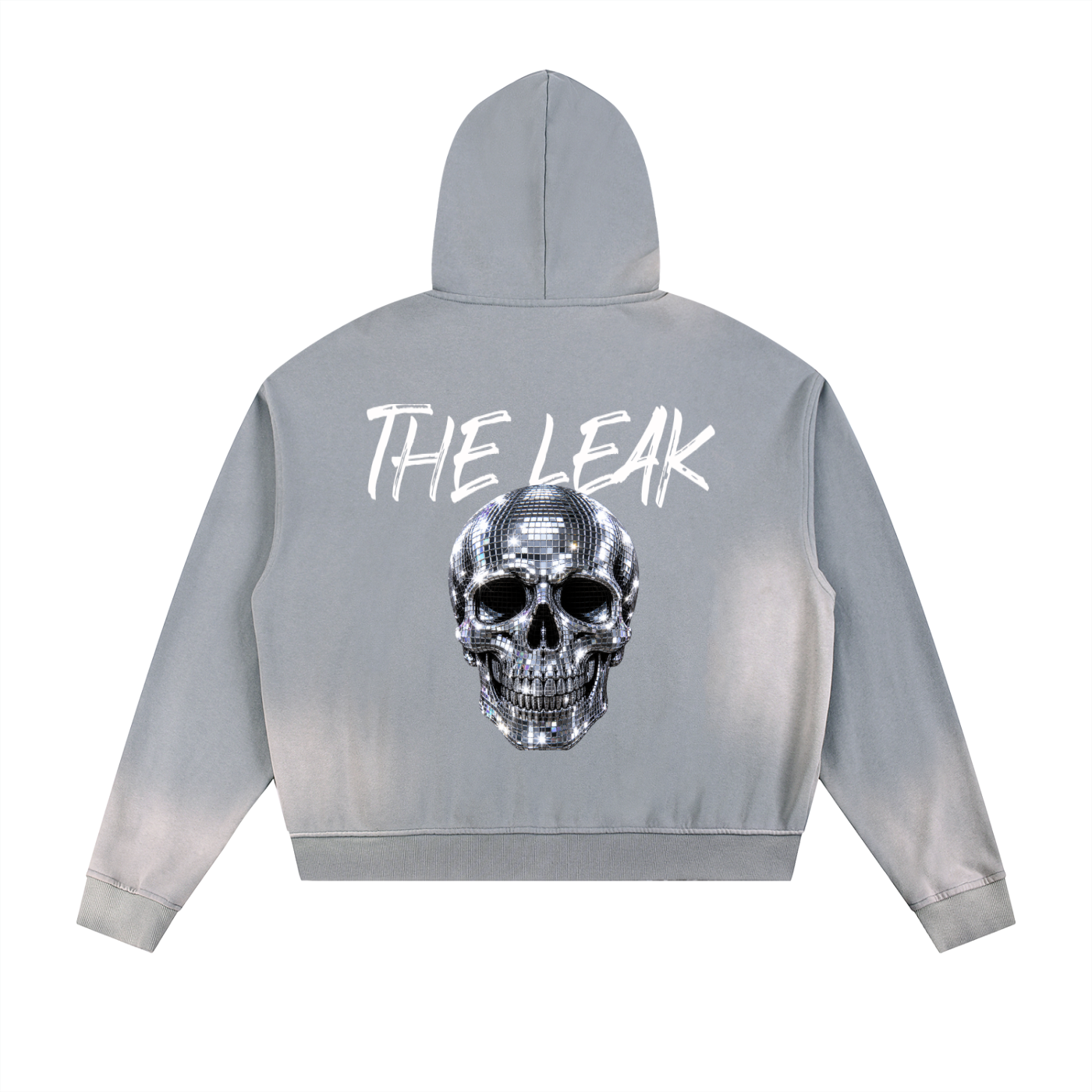 Sun Fade Frayed Raw Edge Fleece Zip Hoodie