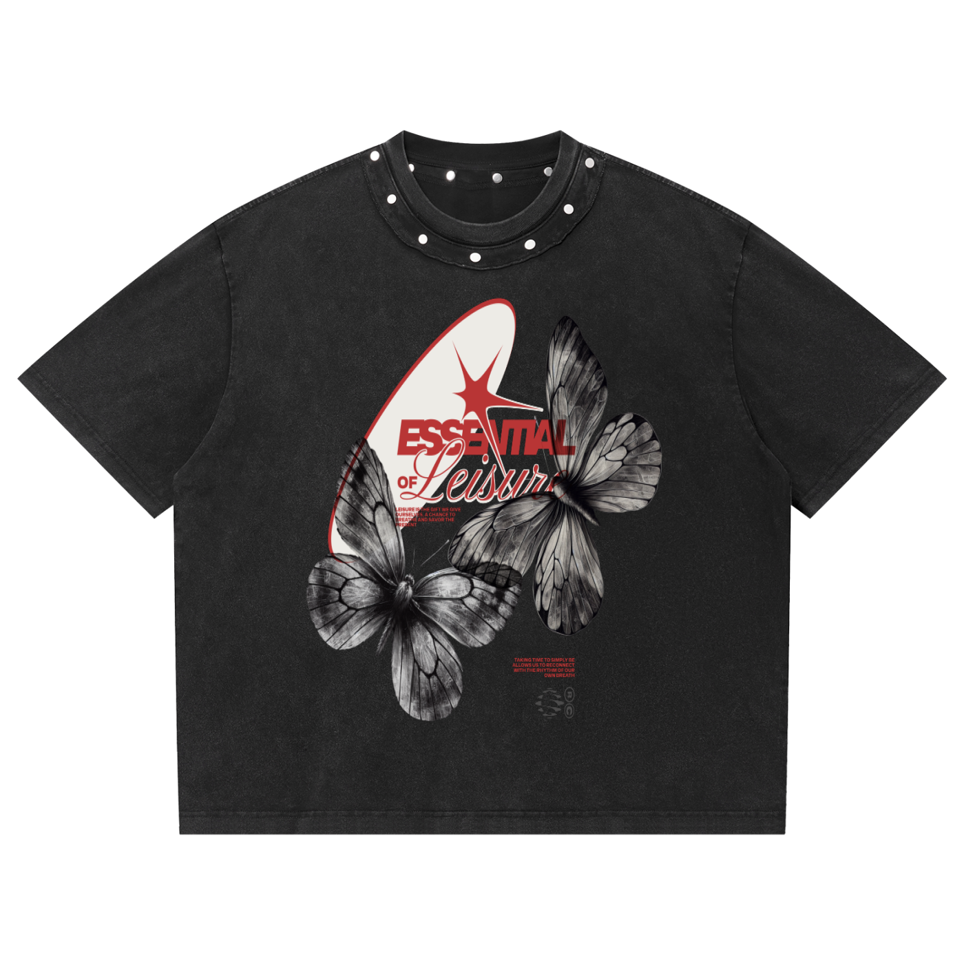 Unisex Washed Boxy Studded T-Shirt