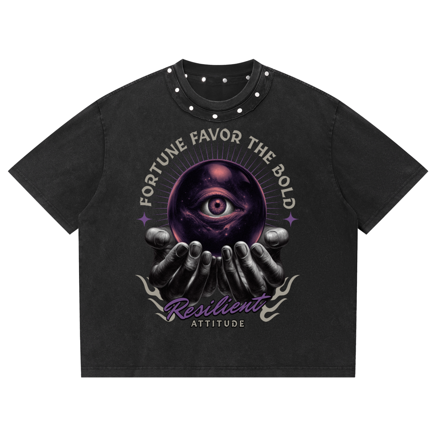 Unisex Washed Boxy Studded T-Shirt