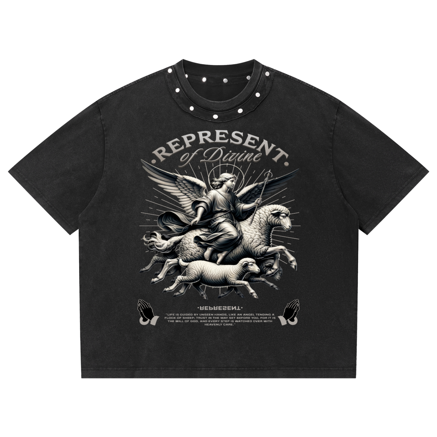 Unisex Washed Boxy Studded T-Shirt